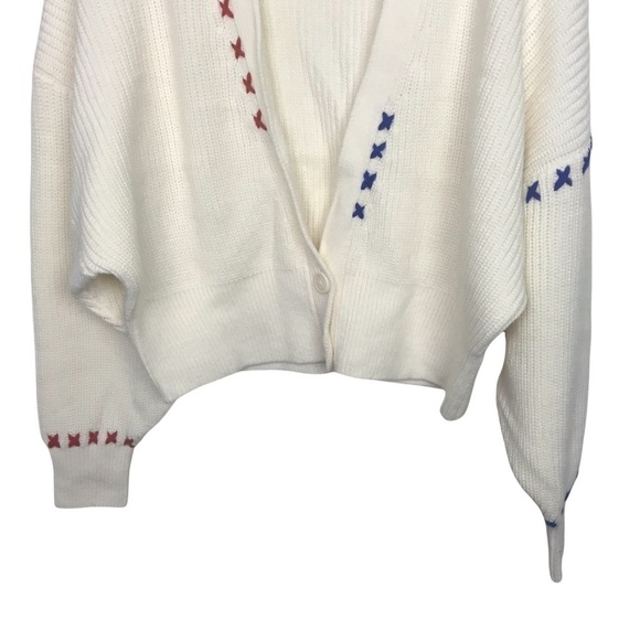 J.ing Otis Ivory Oversized Stitch Detail V Neck Cardigan - Picture 5 of 10